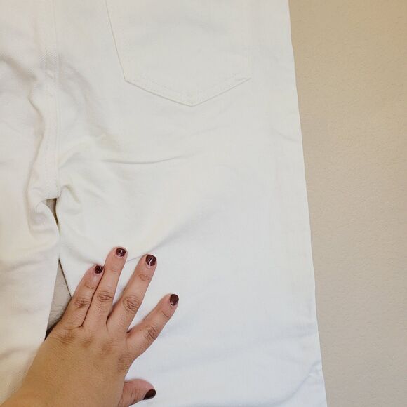 Marine Layer Crop Kick Flare Jeans Size 28 Ivory White Stretchy High Rise Pocket - Picture 10 of 11